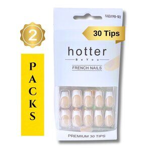 French Tip Coffin Press On Nails 2 Pack